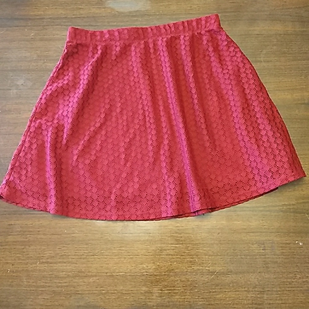 Burgundy Lace Skater Skirt